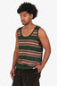 Dries Van Noten Green/Red Striped Mesh Tank Top Size L Mens