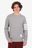 Thom Browne Grey Cotton Striped Sweater Size 3 Mens
