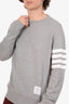 Thom Browne Grey Cotton Striped Sweater Size 3 Mens