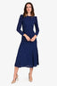 Reformation Blue Polka Dot Midi Long Sleeve Dress Size 2