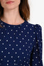 Reformation Blue Polka Dot Midi Long Sleeve Dress Size 2