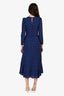 Reformation Blue Polka Dot Midi Long Sleeve Dress Size 2