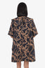 Ganni Black/Gold Printed Short Sleeve Mini Dress Size 40