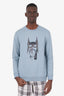 Hermés Blue Leather Embroidered Horse Sweater Size L Mens