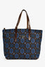 Prada Blue/Brown Paisley Canvas Buckle Printed Tote