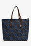 Prada Blue/Brown Paisley Canvas Buckle Printed Tote