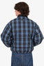 Supreme FW19 Blue Plaid Leather Collar Puffer Jacket Size L Mens