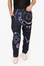 Dries Van Noten Navy Tie-Dye Graphic Habson Pants Size L Mens