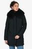 Moncler Black Down Fur Trim Collar Parka Size 1