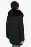 Moncler Black Down Fur Trim Collar Parka Size 1