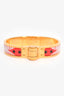 Hermès Red Eperon D'or Bandana Rouge Enamel Gold Plated Hinged Bracelet Size S