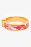 Hermès Red Eperon D'or Bandana Rouge Enamel Gold Plated Hinged Bracelet Size S