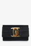 Salvatore Ferragamo Black Satin Bow Clutch With Chain
