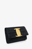 Salvatore Ferragamo Black Satin Bow Clutch With Chain