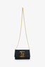 Salvatore Ferragamo Black Satin Bow Clutch With Chain