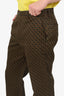 Dries Van Noten Green Patterned Straight Leg Pants Size 48 Mens