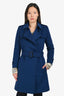 Burberry Navy Blue Wool/Cashmere Belted Coat Size 4