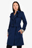Burberry Navy Blue Wool/Cashmere Belted Coat Size 4