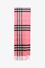 Burberry Pink Cashmere Check Scarf
