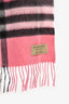 Burberry Pink Cashmere Check Scarf