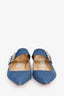 Jimmy Choo Denim Embellished Buckle Mary Jane Flats Size 38