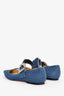 Jimmy Choo Denim Embellished Buckle Mary Jane Flats Size 38