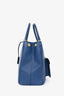 Prada 2013 Bluette Saffiano Lux Medium Enameled Metal Triangle Galleria Double Zip Tote with Strap