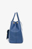Prada 2013 Bluette Saffiano Lux Medium Enameled Metal Triangle Galleria Double Zip Tote with Strap