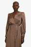 Sandro Brown Patterned Long Sleeve Wrap Maxi Dress Size 42