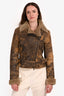Pinko Brown Shearling Lined Belted Leather Jacket Size 4