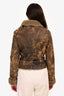 Pinko Brown Shearling Lined Belted Leather Jacket Size 4