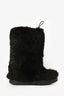Moncler Black Fur Wedge Snow Boots Size 38