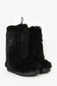 Moncler Black Fur Wedge Snow Boots Size 38