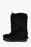 Moncler Black Fur Wedge Snow Boots Size 38