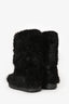 Moncler Black Fur Wedge Snow Boots Size 38