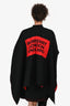 Burberry Black/Red Wool Reversible Logo Poncho Cape