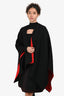 Burberry Black/Red Wool Reversible Logo Poncho Cape