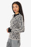 Pre-Loved Chanel™ Black/White Monochrome Logo Jacquard Sweater size 40