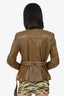 Burberry Brit Khaki Green Suede/Leather Belted Biker Jacket Size 10