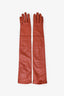 Prada Brown Leather Long Gloves Size 7.5