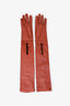 Prada Brown Leather Long Gloves Size 7.5