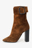 Saint Laurent Brown Suede Joplin Buckle Boot Size 40