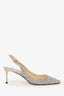 Jimmy Choo Silver Sequin Slingback Heels Size 37