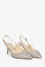 Jimmy Choo Silver Sequin Slingback Heels Size 37