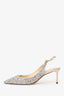 Jimmy Choo Silver Sequin Slingback Heels Size 37