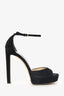 Jimmy Choo Black Suede 'Portia 100' Peep Toe Heels Size 38.5