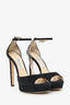 Jimmy Choo Black Suede 'Portia 100' Peep Toe Heels Size 38.5
