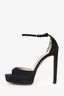 Jimmy Choo Black Suede 'Portia 100' Peep Toe Heels Size 38.5