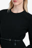 Gucci 25SS Black Cotton Crêpe Dress with Horsebit Belt Size 42