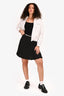 Off-White Black Pleated Logo Band Mini Skirt Size 38